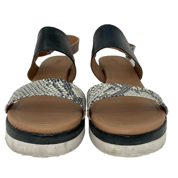 Crevo Sandals Women's 9 Snake Skin Grey Leather Ankle Strap Wedge Cow Hair - Picture 2 of 13